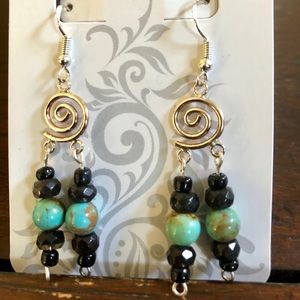 Genuine turquoise sterling silver earrings